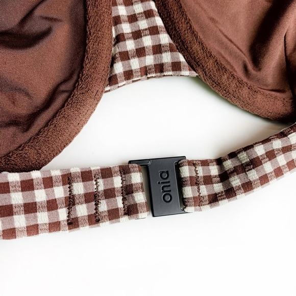 Onia Brown Gingham Marilyn Bikini Top size S NWT - Picture 11 of 12